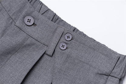 DAXUEN Medium grey wide-leg shorts with pleats and waistband