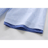DAXUEN Men's short-sleeved button-up shirt with stripes