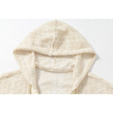 DAXUEN Long sleeve hooded top in light beige crochet fabric