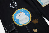DAXUEN Black wide leg cargo pants with colorful cat patches