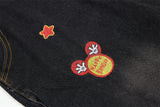 DAXUEN Smiling mouse embroidered denim overalls