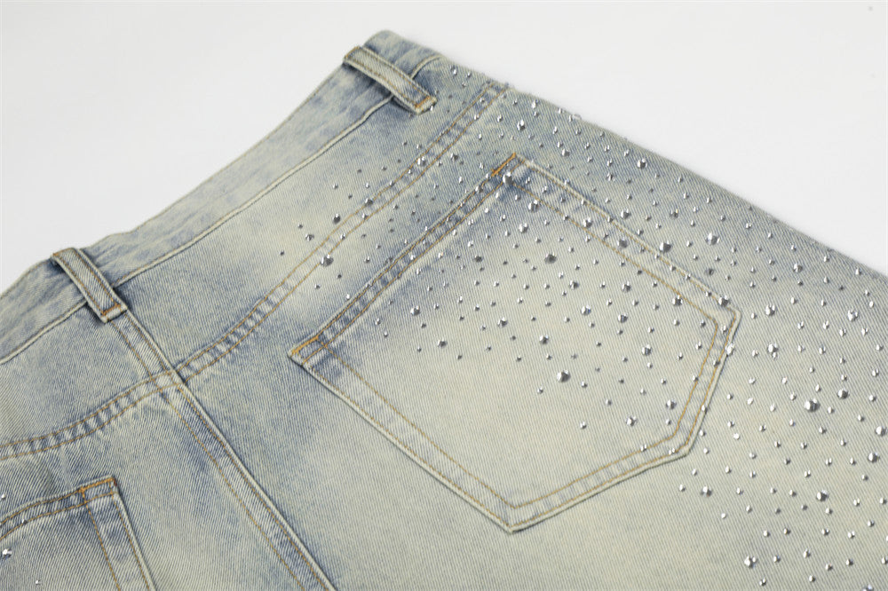 DAXUEN Light blue wide-leg denim jeans with studs