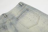 DAXUEN Light blue wide-leg denim jeans with studs