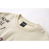 DAXUEN Graffiti print crewneck t-shirt in beige and black