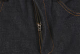 DAXUEN Wide-leg dark denim pants with embroidery