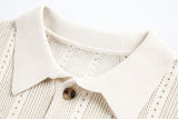 DAXUEN Short-sleeved knitted polo shirt with vertical stripes