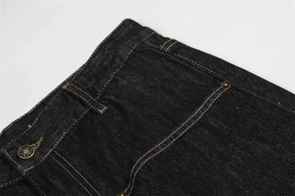 DAXUEN Wide-leg denim jeans with embroidered details