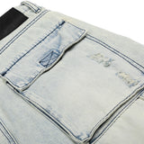 DAXUEN Men's loose-fit wide-leg acid-washed cargo shorts