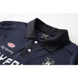 DAXUEN Navy oversized polo shirt with graphics
