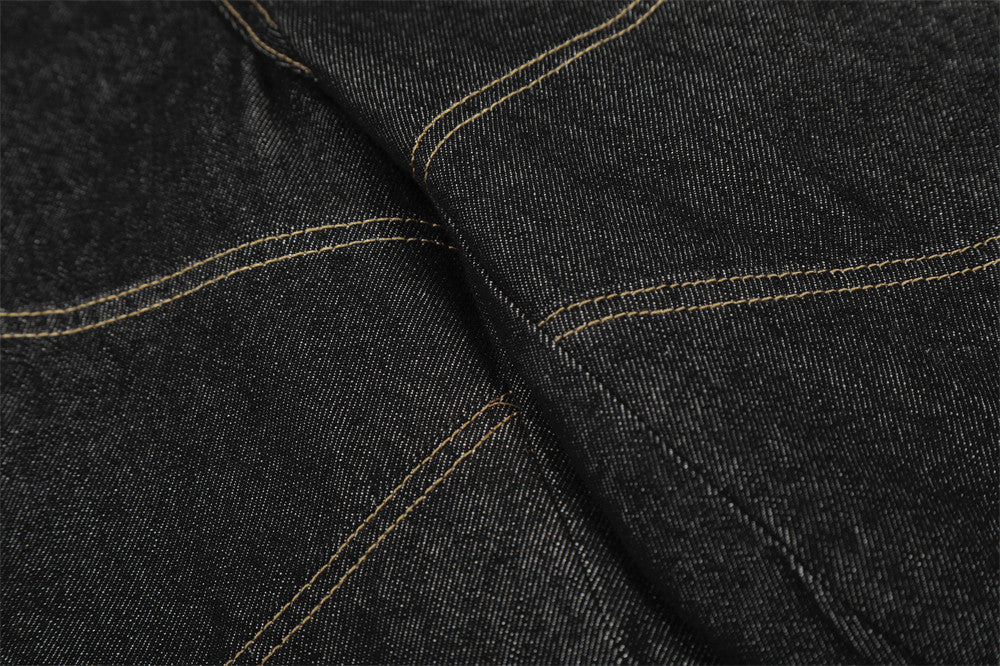 DAXUEN Wide-leg denim shorts with embroidery and contrasting stitching