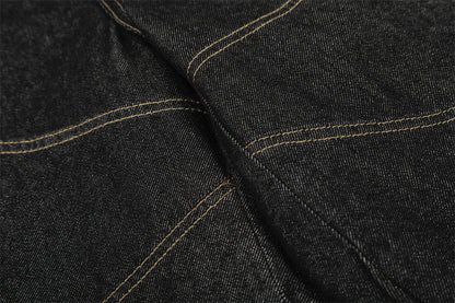DAXUEN Wide-leg denim shorts with embroidery and contrasting stitching