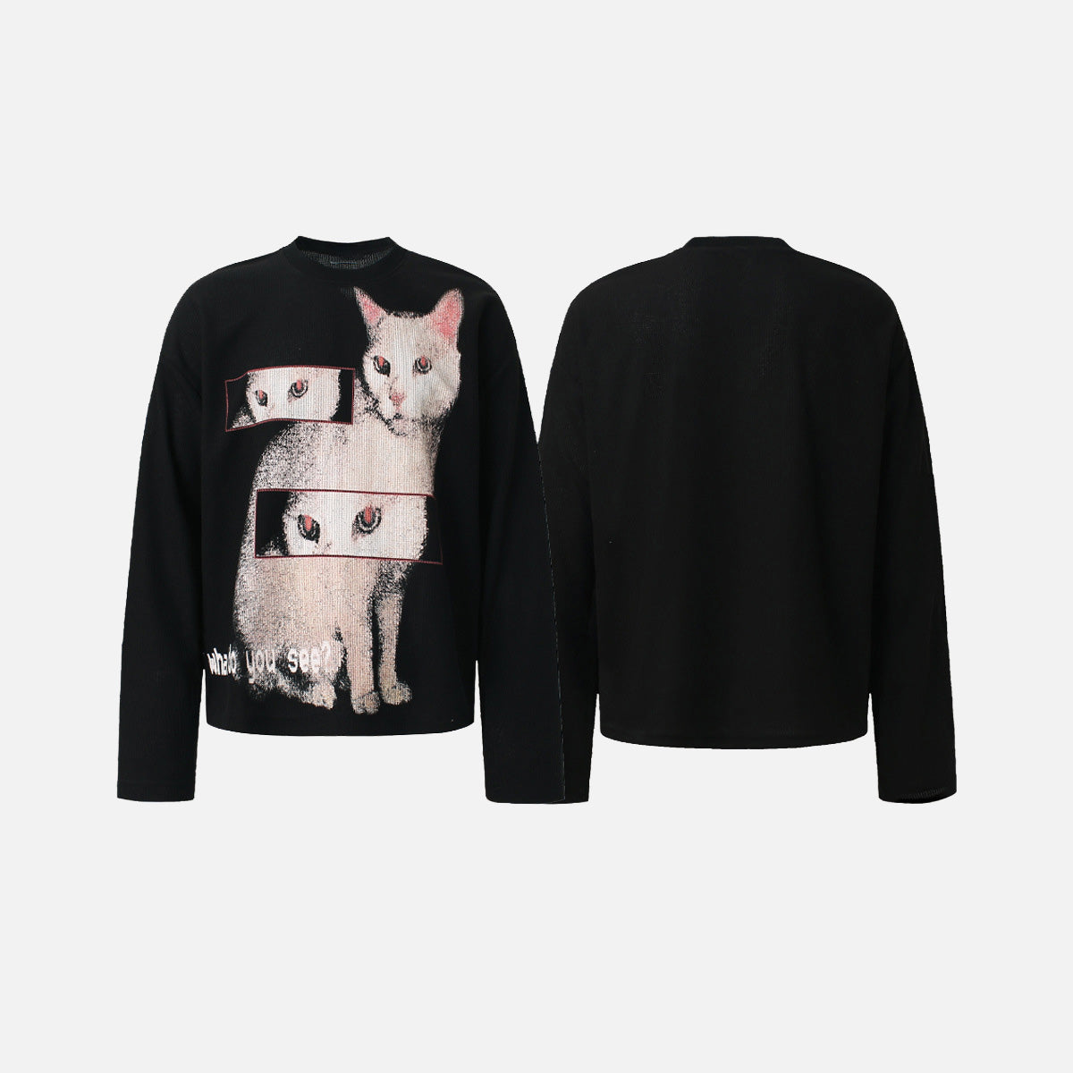 Pixel Cat Oversized Long Sleeve Sweatshirt