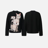 Pixel Cat Oversized Long Sleeve Sweatshirt