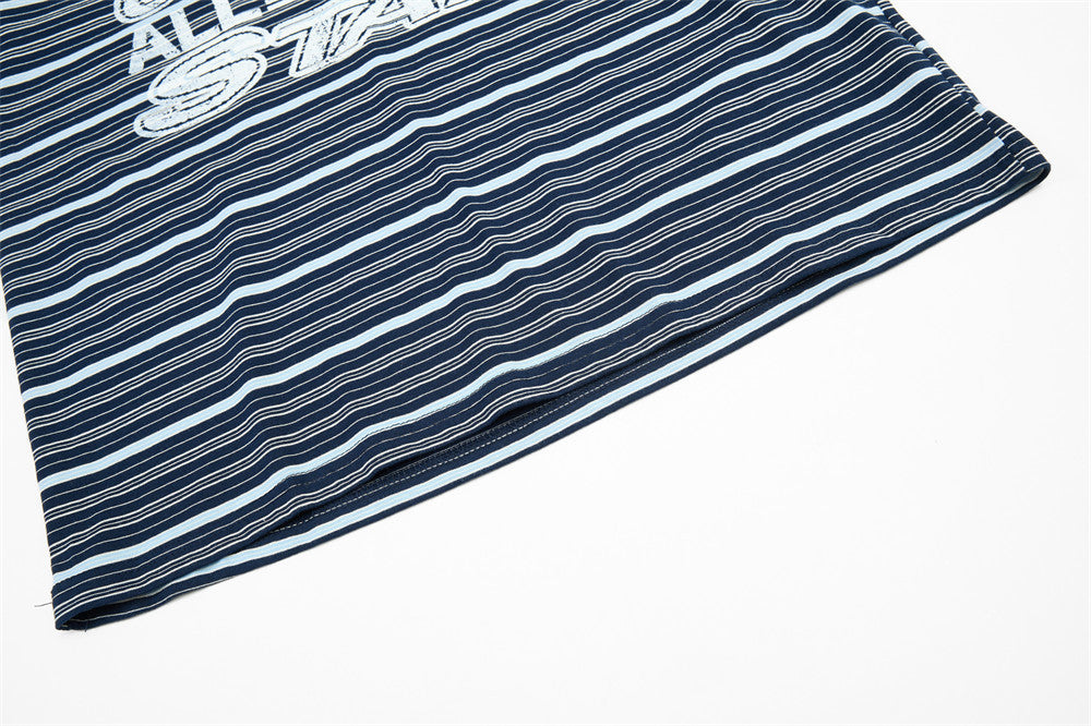 DAXUEN Navy and light blue striped polo shirt