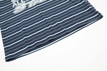 DAXUEN Navy and light blue striped polo shirt