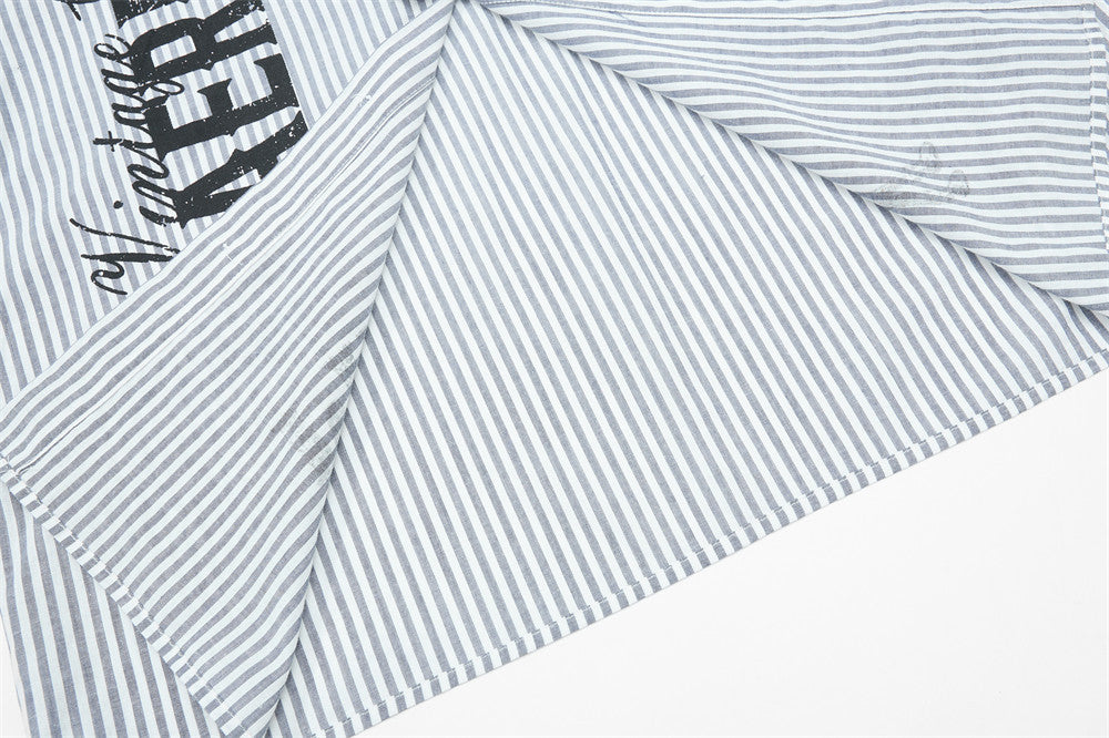 DAXUEN Striped oversized short-sleeve button-down shirt