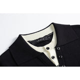 DAXUEN Men's short-sleeved black knit polo shirt
