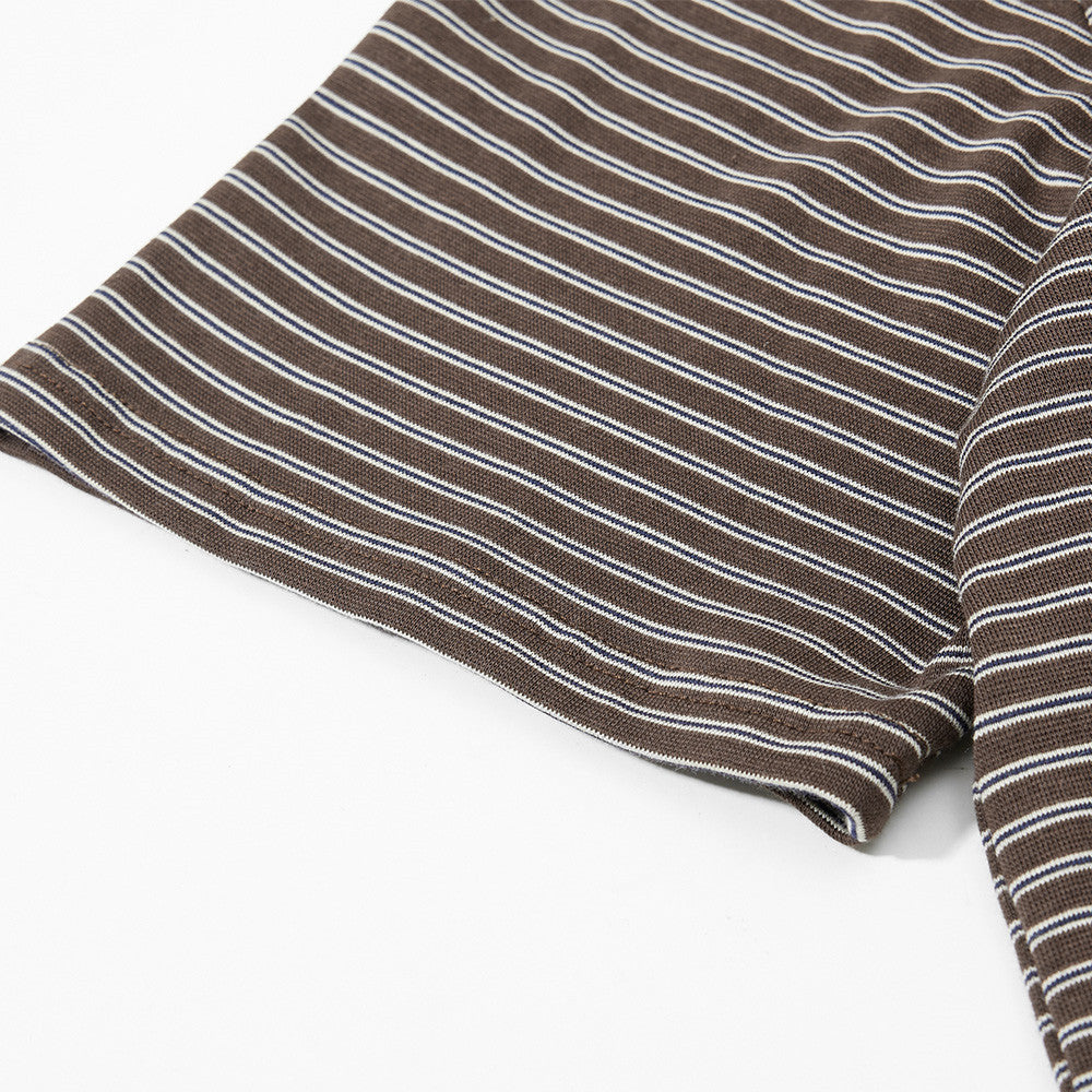 DAXUEN Retro striped mock neck short-sleeve t-shirt