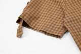 DAXUEN Men's short-sleeved micro-check button-up shirt