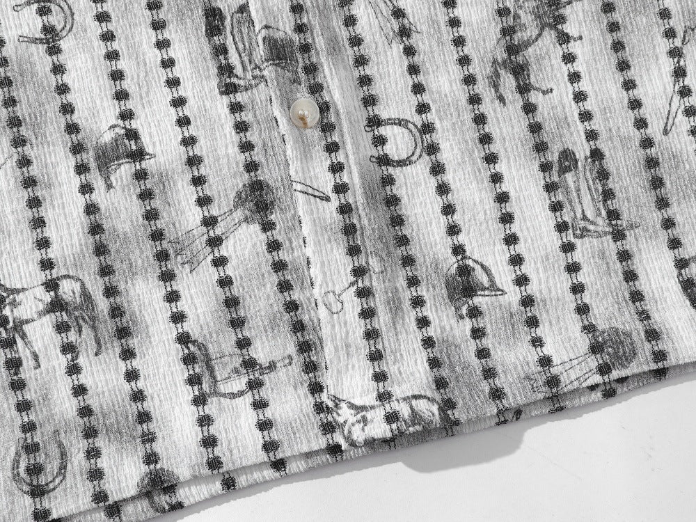 DAXUEN Short-sleeve button-up shirt with abstract graphics