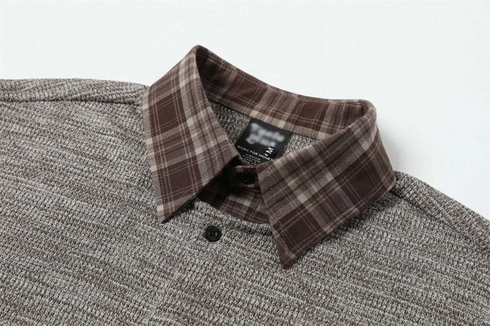 DAXUEN Layered plaid short-sleeved casual shirt