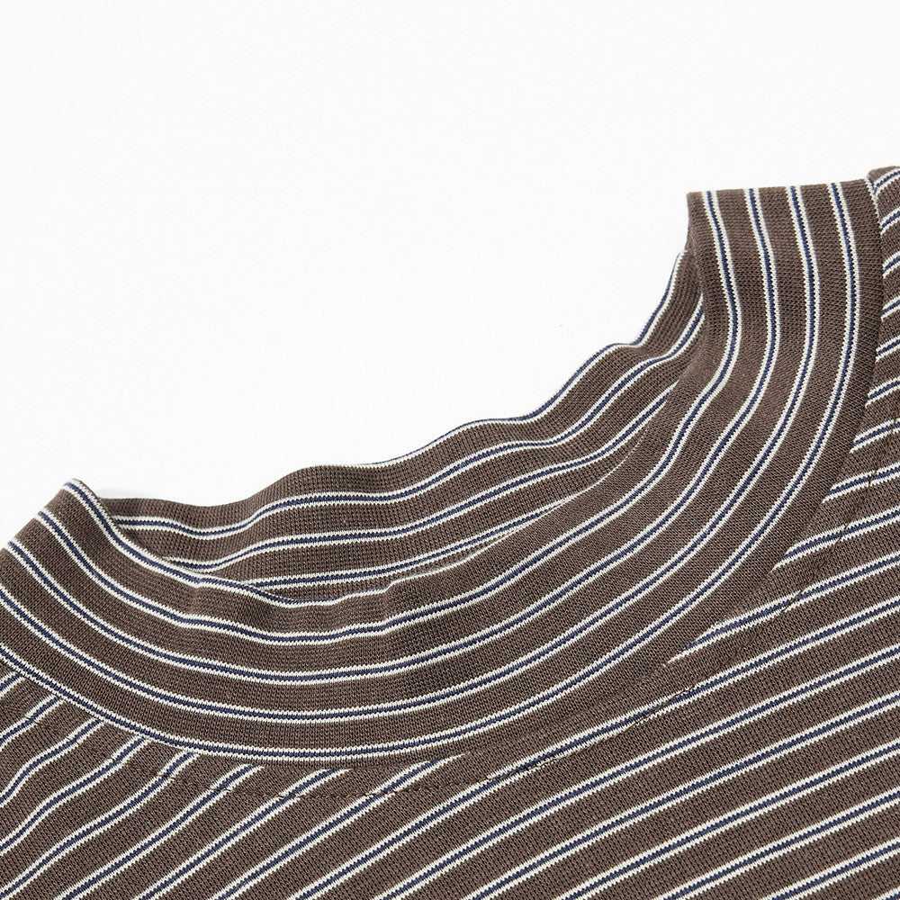 DAXUEN Retro striped mock neck short-sleeve t-shirt