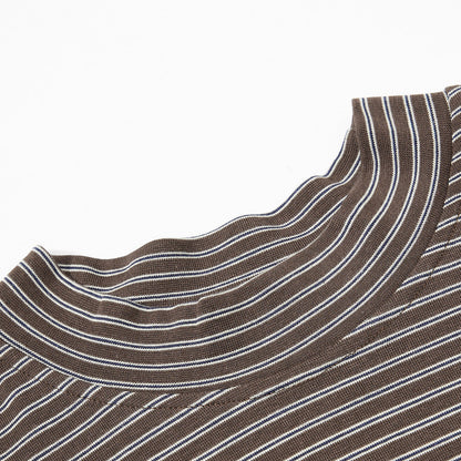 DAXUEN Retro striped mock neck short-sleeve t-shirt