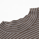 DAXUEN Retro striped mock neck short-sleeve t-shirt