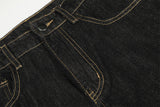 DAXUEN Wide-leg denim pants with slits and contrasting stitching