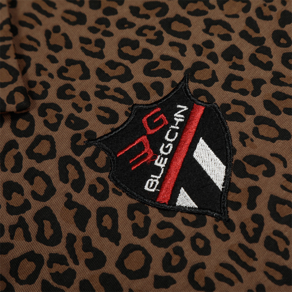 DAXUEN Leopard print short-sleeved polo shirt