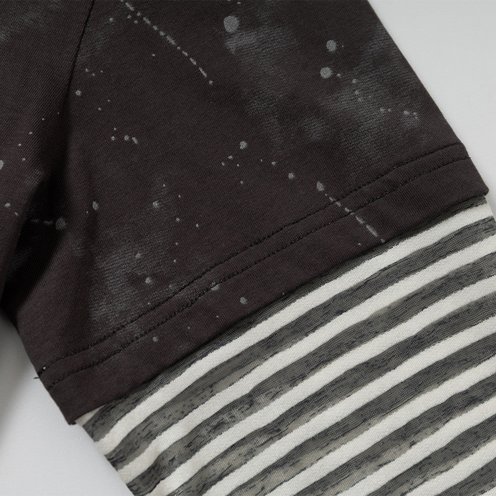 DAXUEN Faux-layered hooded long-sleeve top with splatter print