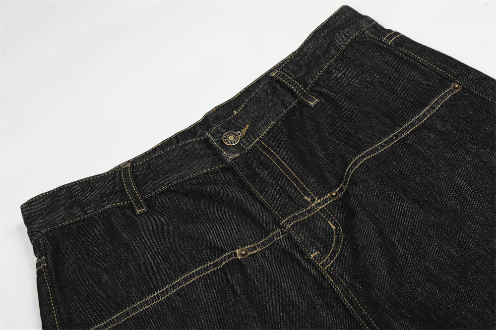 DAXUEN Wide-leg denim jeans with embroidered details