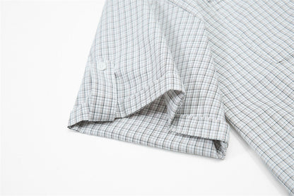 DAXUEN Short-sleeved plaid button-up shirt