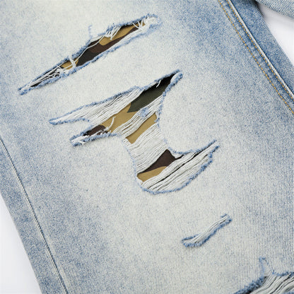 DAXUEN Distressed wide-leg jeans with camouflage pattern