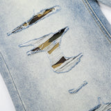 DAXUEN Distressed wide-leg jeans with camouflage pattern