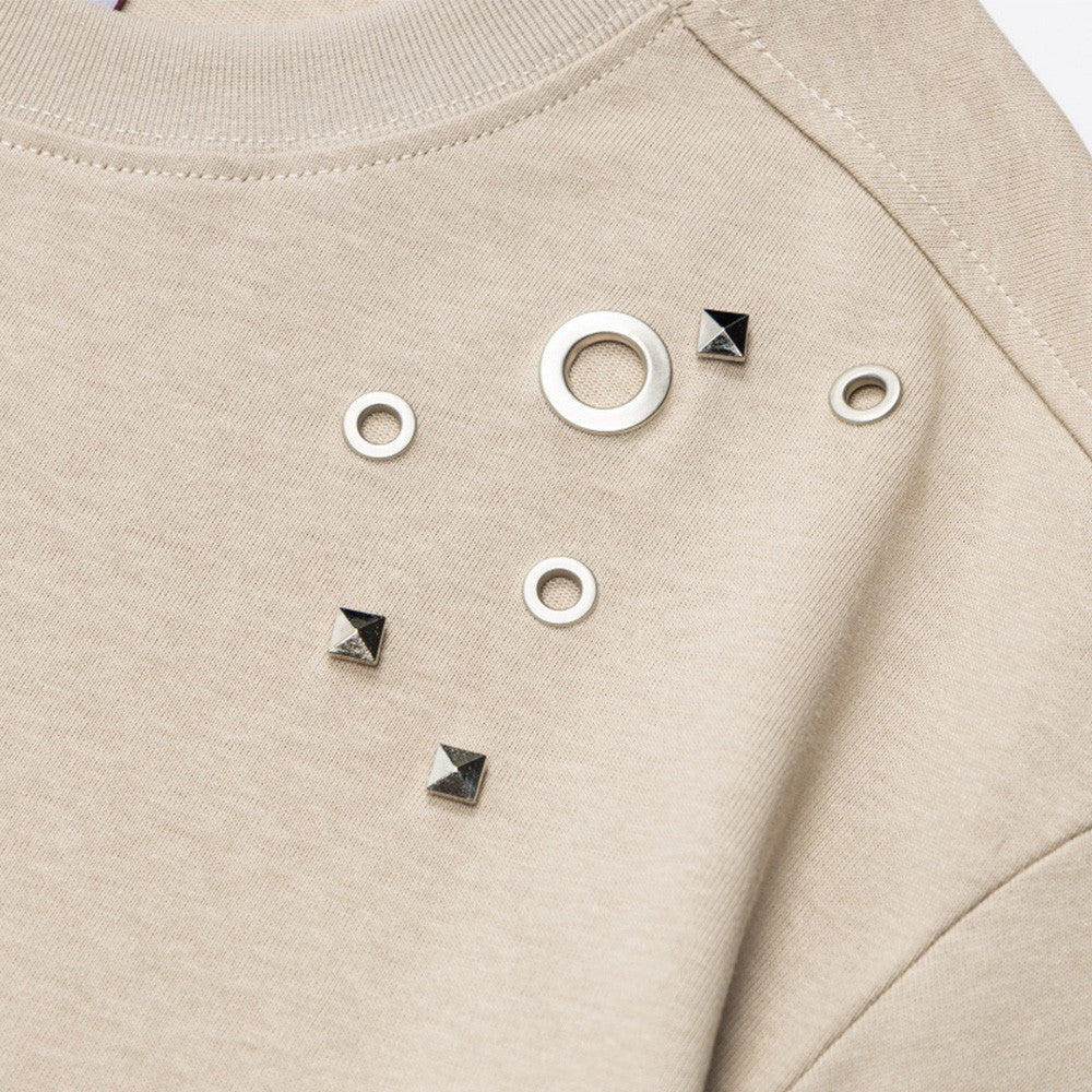 DAXUEN Short-sleeved crew-neck t-shirt with metal embellishments