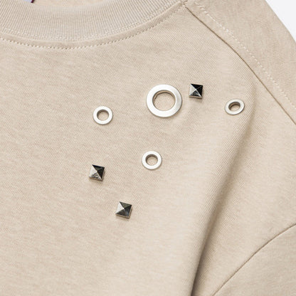DAXUEN Short-sleeved crew-neck t-shirt with metal embellishments