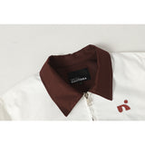 DAXUEN Men's bomber jacket with abstract embroidery and contrast collar