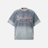 DAXUEN Gradient wash raglan cut T-shirt with embroidery
