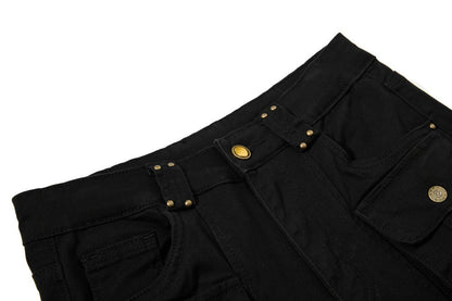 DAXUEN High-waisted black cargo pants with flared legs