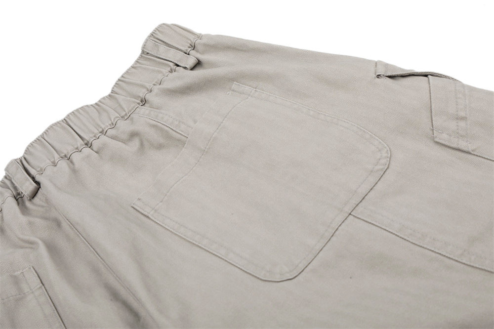 DAXUEN Pair of light grey relaxed-fit herringbone cargo shorts