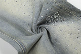 DAXUEN Light blue wide-leg denim jeans with studs