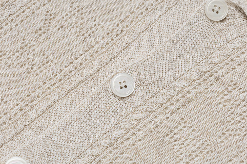 DAXUEN Casual open-knit short-sleeved button-up shirt