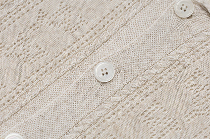 DAXUEN Casual open-knit short-sleeved button-up shirt