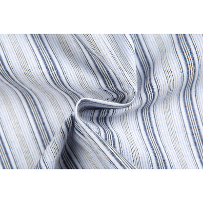 DAXUEN light grey and blue vertical striped button-up shirt