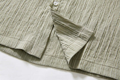DAXUEN Textured short-sleeved button-up shirt