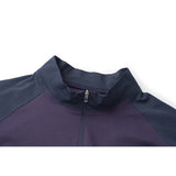 DAXUEN dark purple and olive green color-blocked long sleeve top