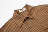 DAXUEN Men's short-sleeved micro-check button-up shirt