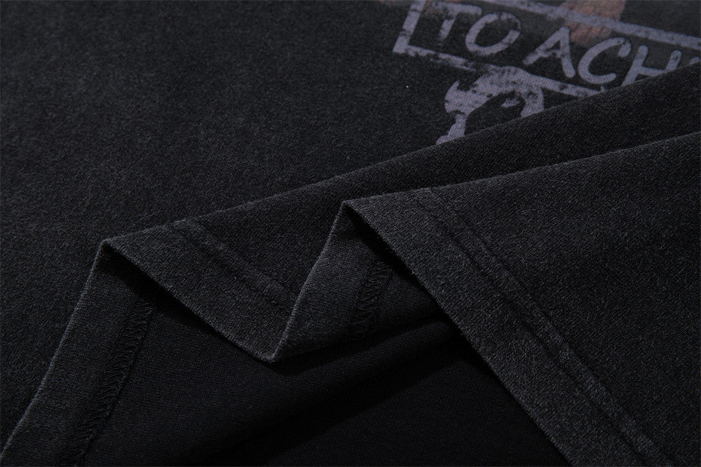 DAXUEN Washed black graphic t-shirt with band print