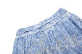 DAXUEN Oversized wide-leg pants with crinkled pattern and embroidery